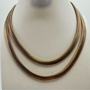 Gold Tone Snake Chain Necklace Layered Collar 16–18” Gently Used